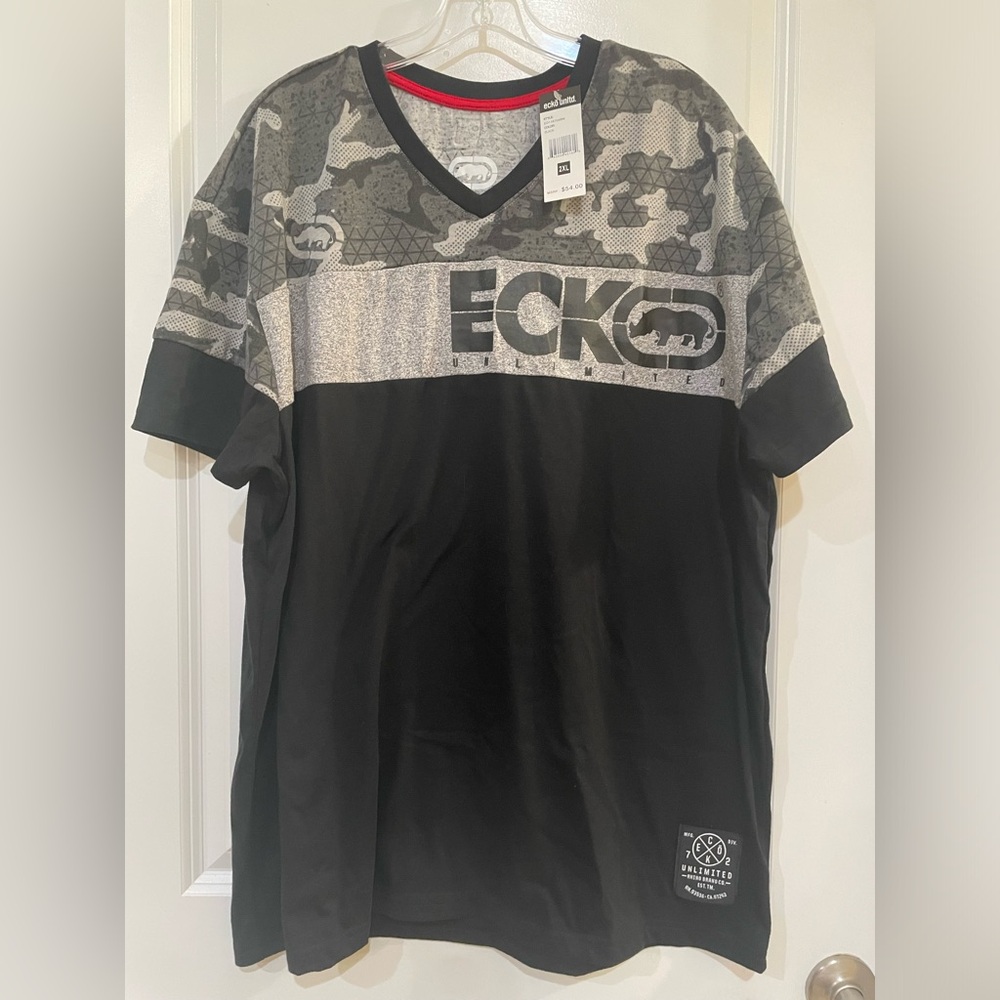 NWT ECHO unltd‎ black and grey mens shirt rhino size XXL 2XL